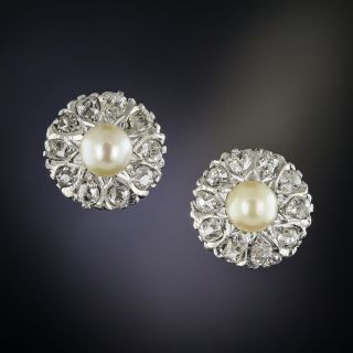 Antique Natural Pearl and Diamond Earrings - 3