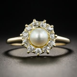 Antique Natural Pearl and Diamond Ring