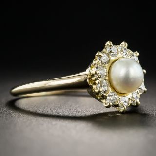 Antique Natural Pearl and Diamond Ring