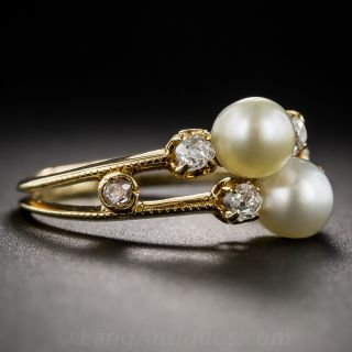 Antique Natural Pearl and Diamond Two-in-One Ring