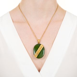 Antique Nephrite 'REGARD' Pendant Locket