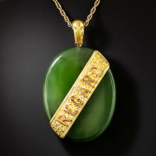 Antique Nephrite 'REGARD' Pendant Locket - 3