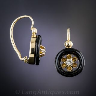 Antique Onyx and Diamond Earrings