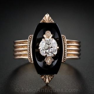 Antique Onyx and Diamond Ring