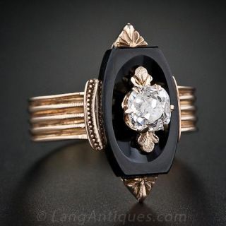 Antique Onyx and Diamond Ring