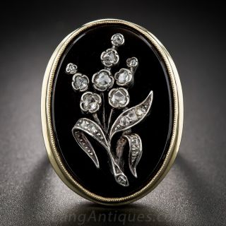 Antique Onyx and Rose-Cut Diamond Ring