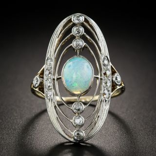 Antique Opal and Diamond Astronomical Ring