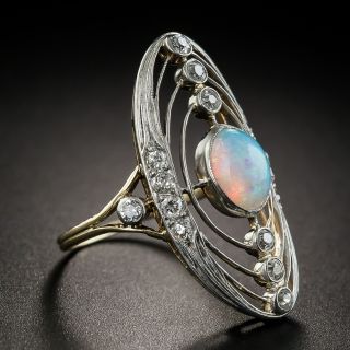 Antique Opal and Diamond Astronomical Ring