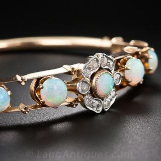 Antique Opal and Diamond Bangle Bracelet