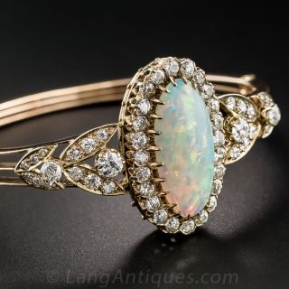 Antique Opal and Diamond Bangle Bracelet