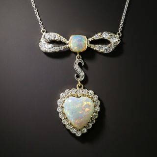 Antique Opal and Diamond Dangle Necklace - 2