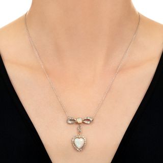 Antique Opal and Diamond Dangle Necklace