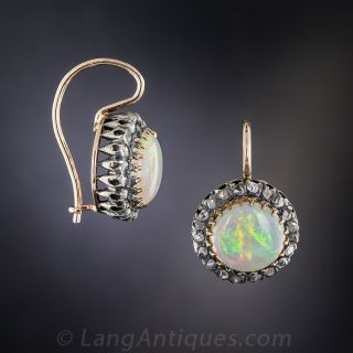 Antique Opal and Diamond Earrings