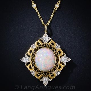 Antique Opal and Diamond Necklace