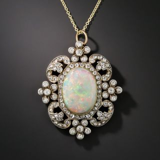 Antique Opal And Diamond Pendant/Brooch - 1