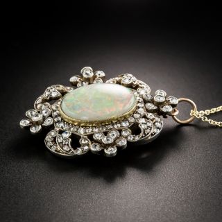 Antique Opal And Diamond Pendant/Brooch