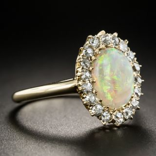 Antique Opal Diamond Halo Ring