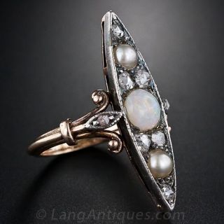 Antique Opal, Pearl and Diamond Ring