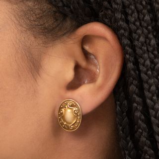 Antique Ornate Embossed Gold Earrings