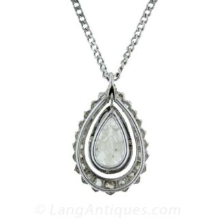 Antique Pear Cut Diamond Pendant