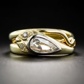 Antique Pear Shape Diamond Snake Ring