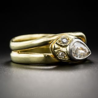 Antique Pear Shape Diamond Snake Ring