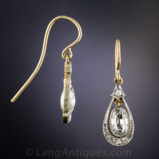 Antique Pear-Shaped Diamond Drop Earrings