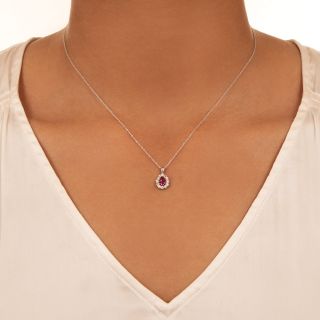 Antique Pear-Shaped Ruby and Diamond Drop