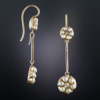 Antique Pearl and Diamond Dangle Earrings