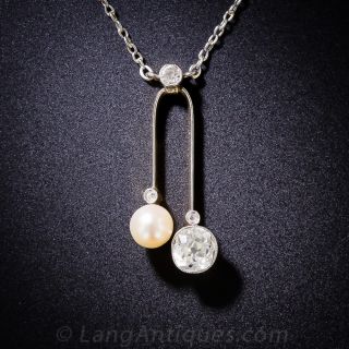 Antique Pearl and Diamond Negligee Necklace