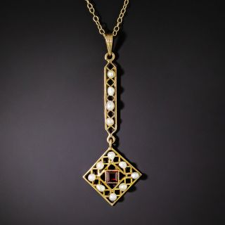 Antique Pearl and Garnet Pendant  - 2