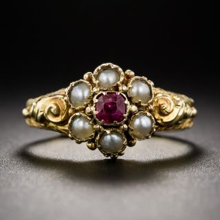 Antique Pearl and Ruby Ring