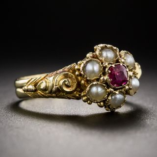 Antique Pearl and Ruby Ring
