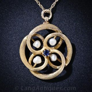 Antique Pearl and Sapphire Pendant
