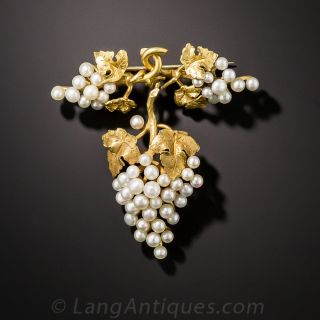 Antique Pearl Grape Cluster Brooch