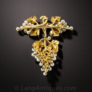 Antique Pearl Grape Cluster Brooch