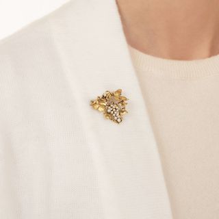 Antique Pearl Grape Cluster Pin