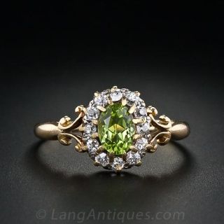 Antique Peridot  and Diamond Ring c.1895