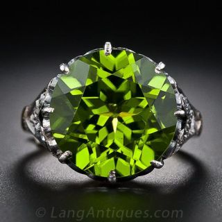 Antique Peridot and Diamond Ring