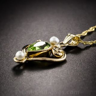 Antique Peridot and Seed Pearl Pendant 