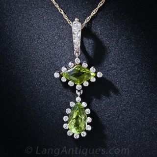 Antique Peridot Drop Necklace