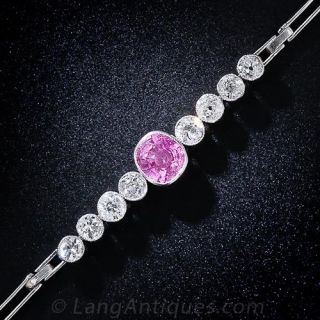 Antique Pink Sapphire and Diamond Bracelet