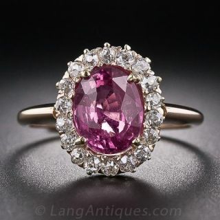 Antique Pink Sapphire and Diamond Ring