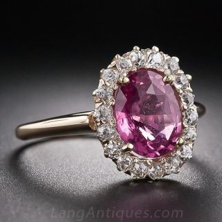 Antique Pink Sapphire and Diamond Ring