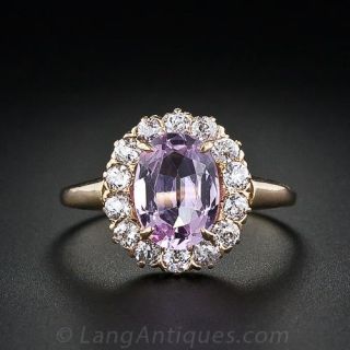 Antique Pink Topaz and Diamond Cluster Ring