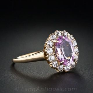 Antique Pink Topaz and Diamond Cluster Ring