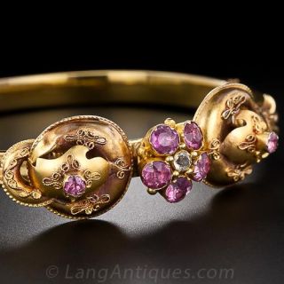 Antique Pink Topaz Bangle Bracelet