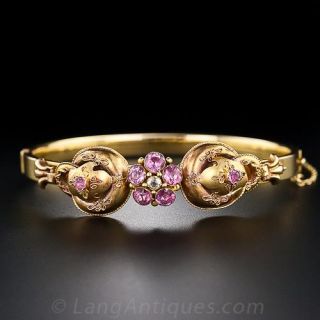Antique Pink Topaz Bangle Bracelet