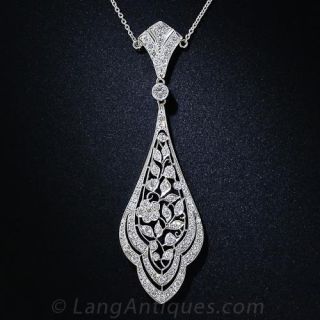 Antique Platinum and Diamond Lavalier Necklace