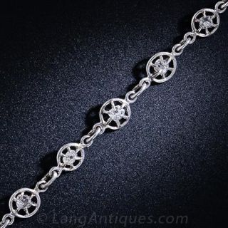Antique Platinum and Diamond Link Bracelet